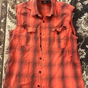 Harley Davidson Sleeveless Button-Up Shirt Size L